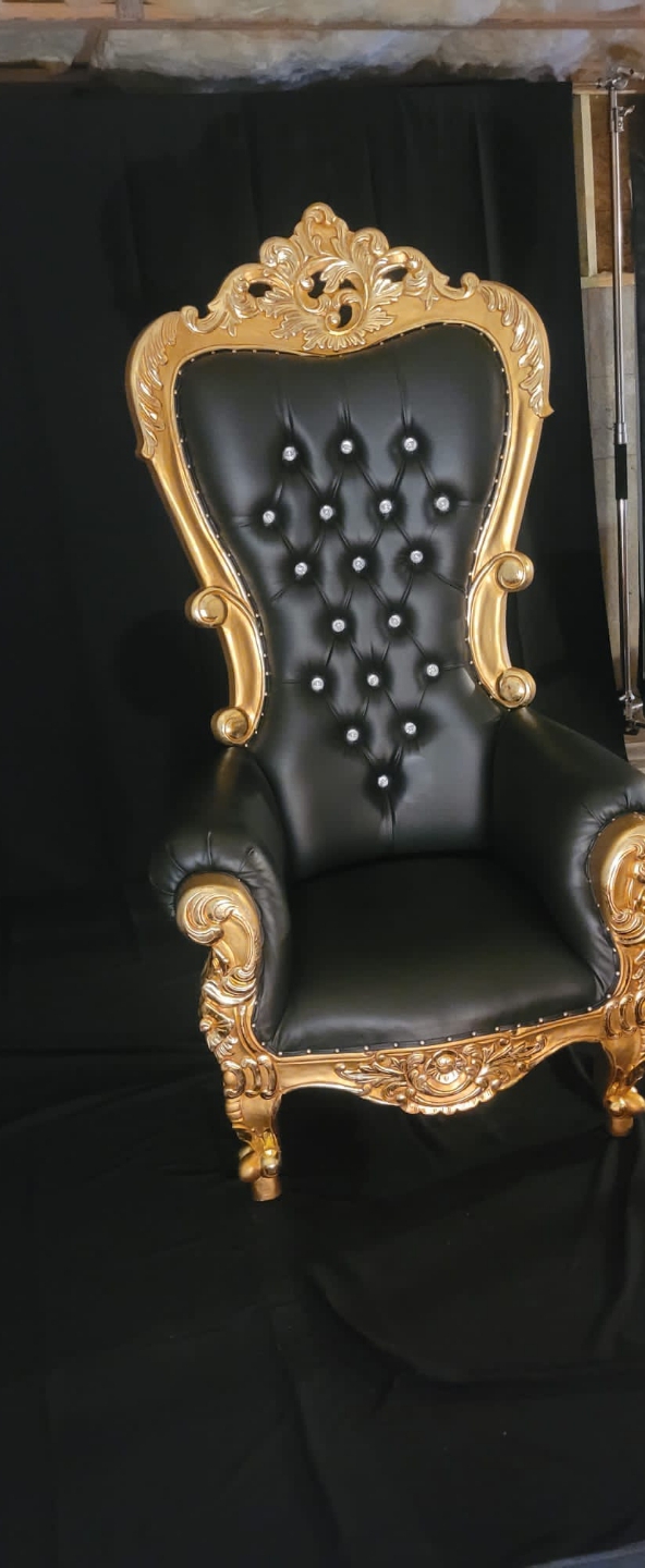Black with Gold Trim; Shell Back Chair - Image 3