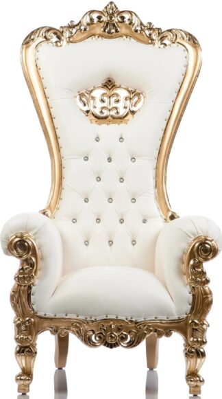 White with Gold Trim; Crown Heart Chair
