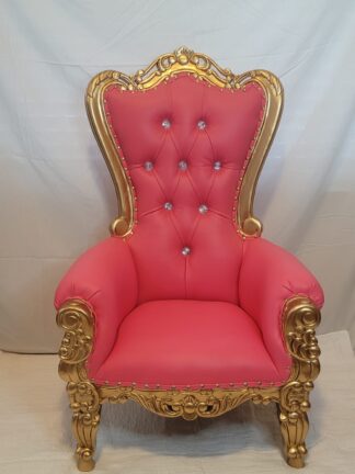 Pink With Gold Trim ; Kids Classic Throne Chair