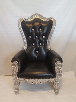 Black With Silver Trim ; Kids Classic Throne Chair