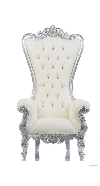 White With Silver Trim ; Shell Back Chair