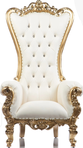 White with gold trim ; No crown ; Shell back chair