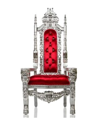 Red With Silver Trim , Lion Head Chair